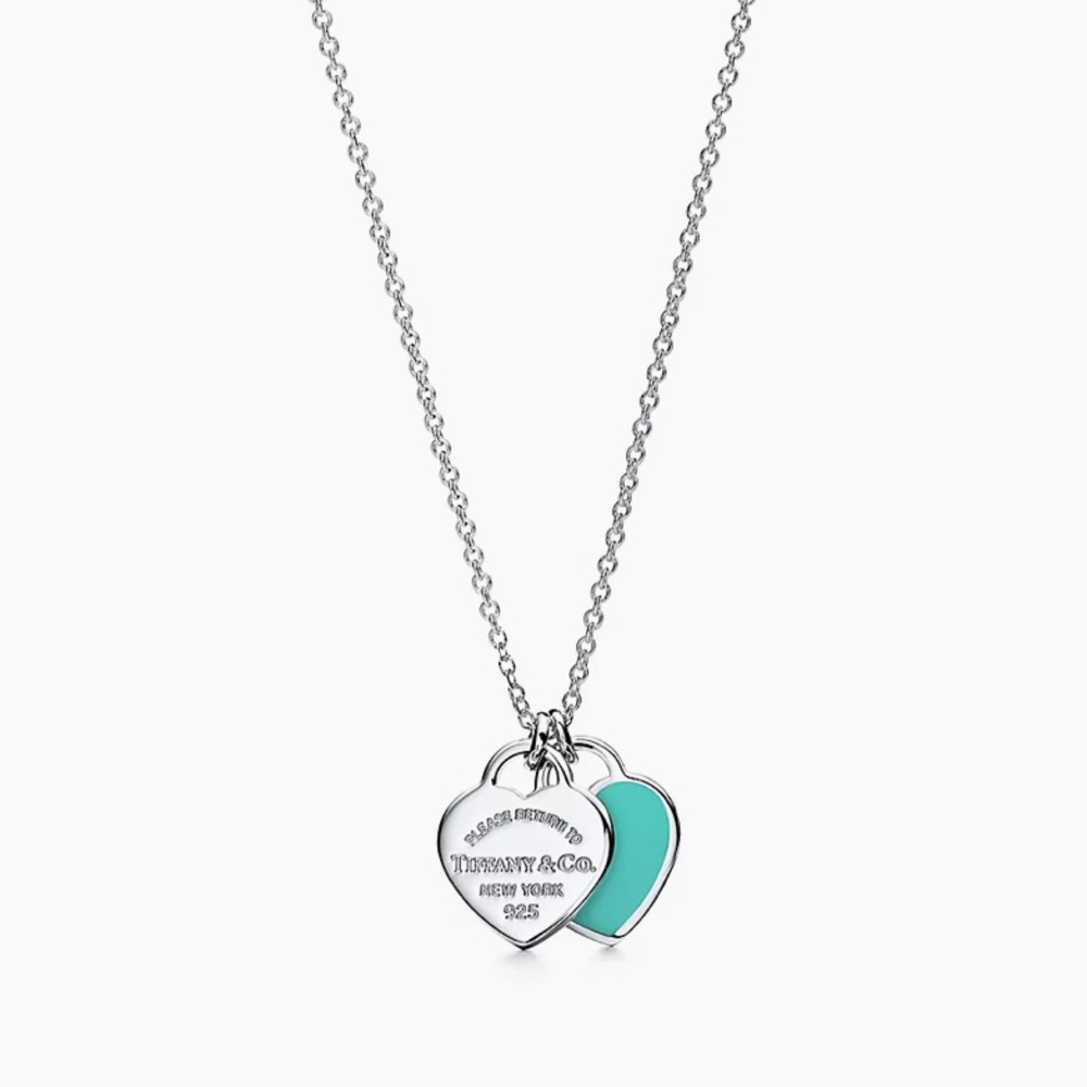 Tiffany Blue Double Heart Tag Pendant